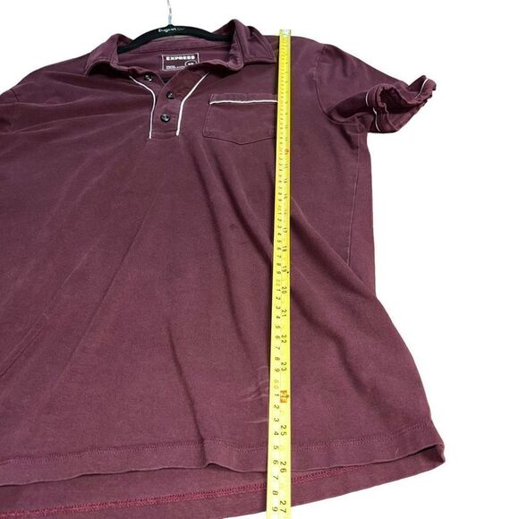 EXPRESS Stretch Moisture Wicking Maroon Short Sleeve Collared Shirt Size M - Picture 6 of 7